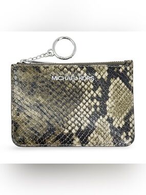 Michael Kors Jet Set Travel Zip Coin Pouch w/ ID cover in brown-ish snake print